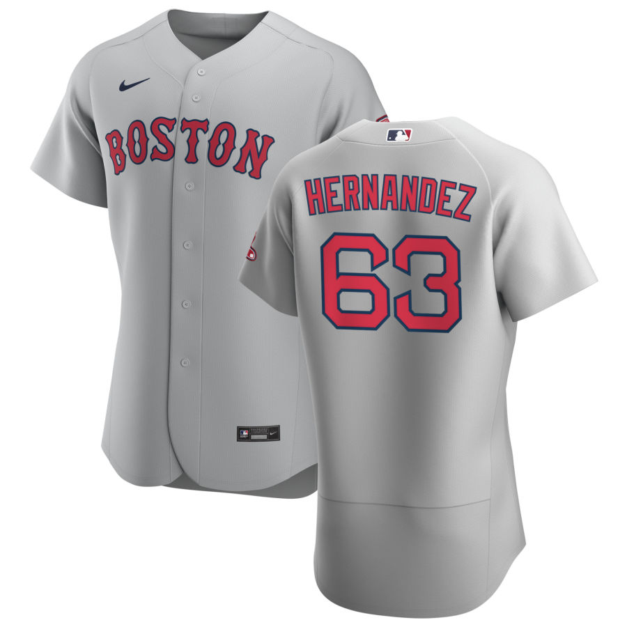Boston Red Sox #63 Darwinzon Hernandez Men Nike Gray Road 2020 Authentic Team MLB Jersey->boston red sox->MLB Jersey